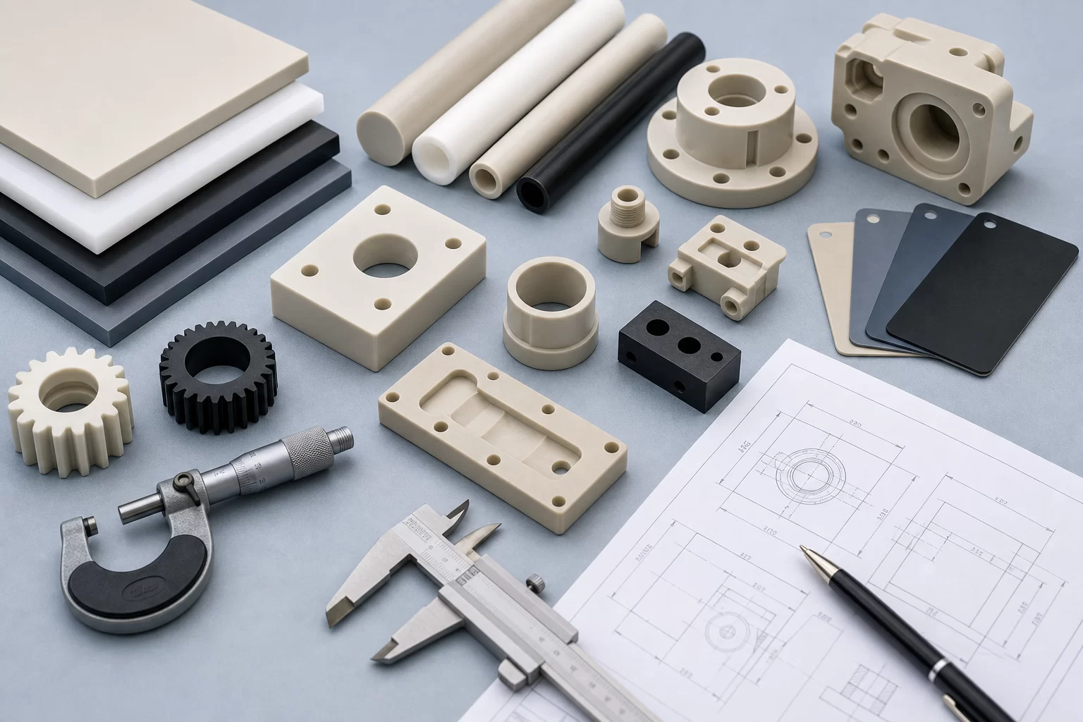 Custom plastic parts CNC machining molding cutting and material route review