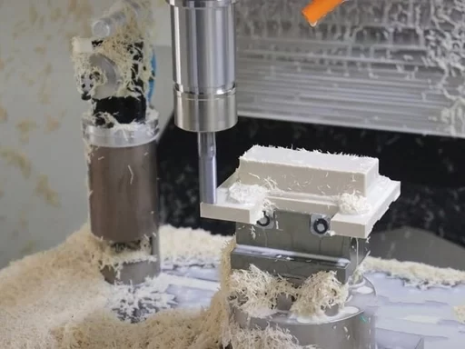 CNC milling natural PEEK block, white PEEK chips, 3-axis VMC machining high performance thermoplastic CNC milling natural PEEK block, white PEEK chips, 3-axis VMC machining high performance thermoplastic