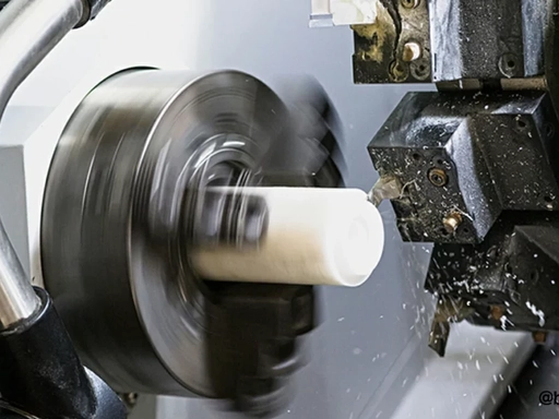 CNC turning of natural PEEK rod on CNC lathe, precision machining PEEK plastic round bar