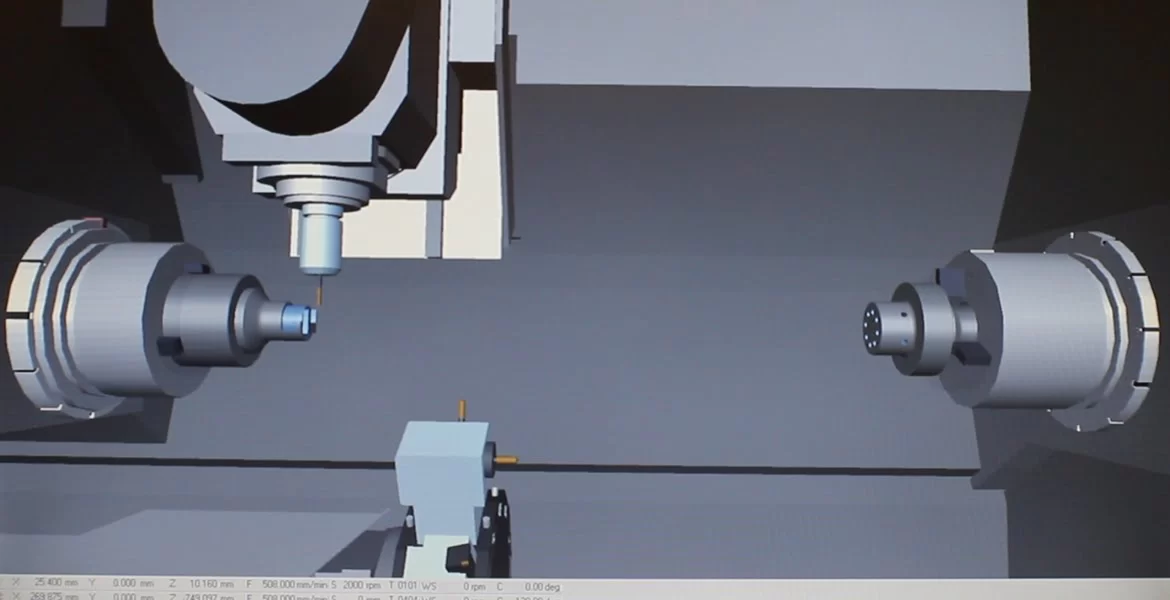 Dual-spindle turn mill CNC simulation