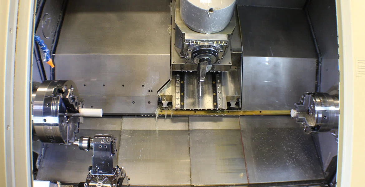 Dual spindle turn mill machine workshop