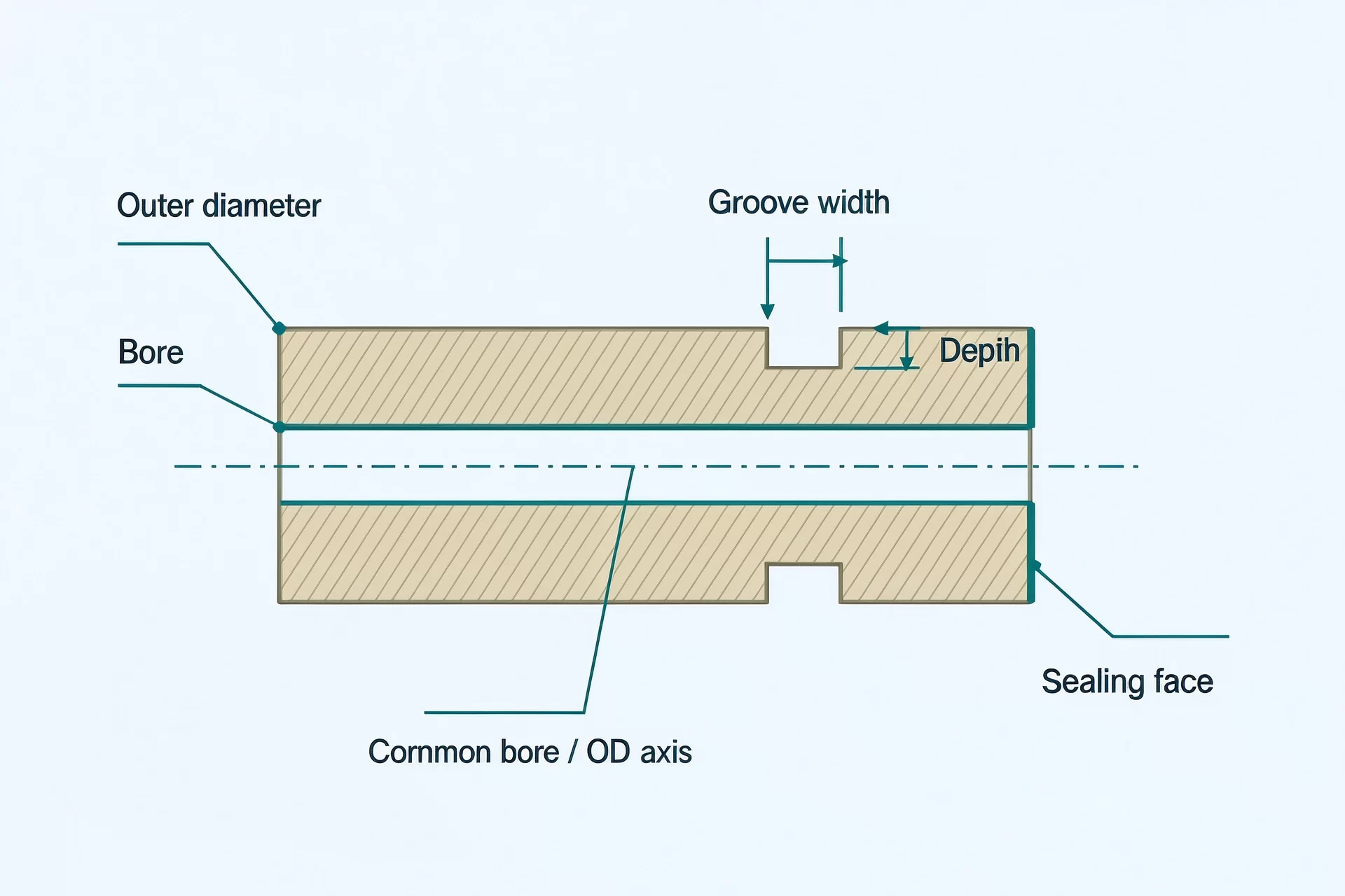 Groove & Bore Dimension Diagram for Sleeve Machining Groove & Bore Dimension Diagram for Sleeve Machining