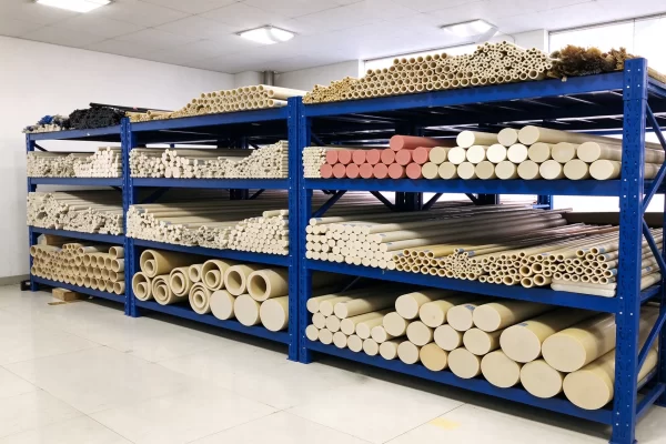 In stock PEEK, PPS, PI, PAI, PEI plastic rods and tubes raw material warehouse, high-performance polymer stock