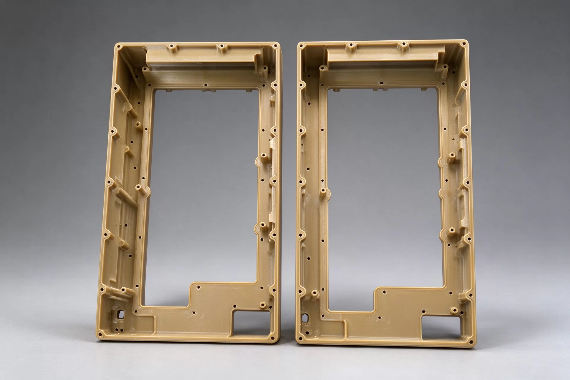 CNC machined virgin PEEK diagnostic enclosure for IVD analyzer, biocompatible, autoclavable, non-magnetic medical equipment main body