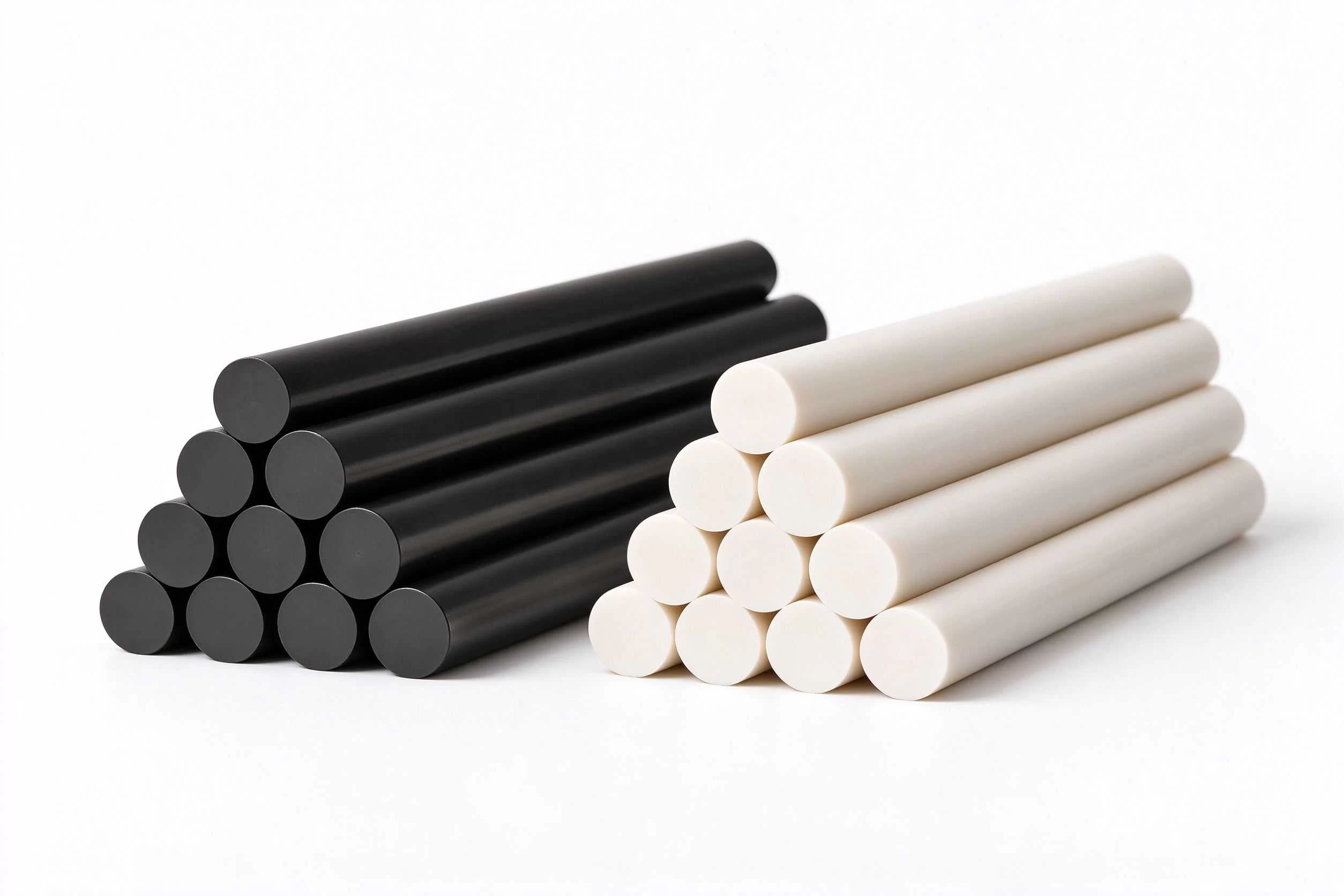 PEEK round rods, natural beige polyether ether ketone plastic bar stock PEEK round rods, natural beige polyether ether ketone plastic bar stock