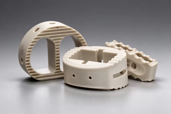 Custom machined PEEK implant-grade plastic components, high precision polymer mechanical parts